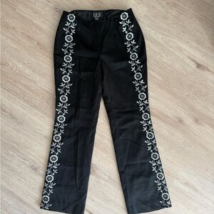 INC International Concepts Black Trousers with Floral Pattern